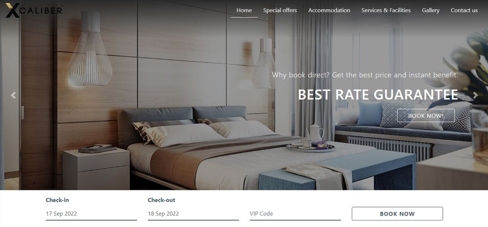 Sample hotel website design 07, shown on desktop