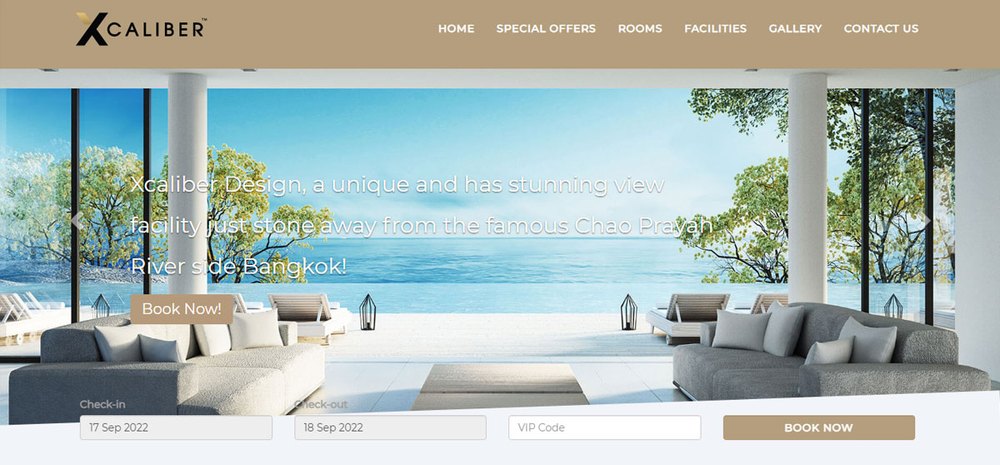 Sample hotel website design 08, shown on desktop