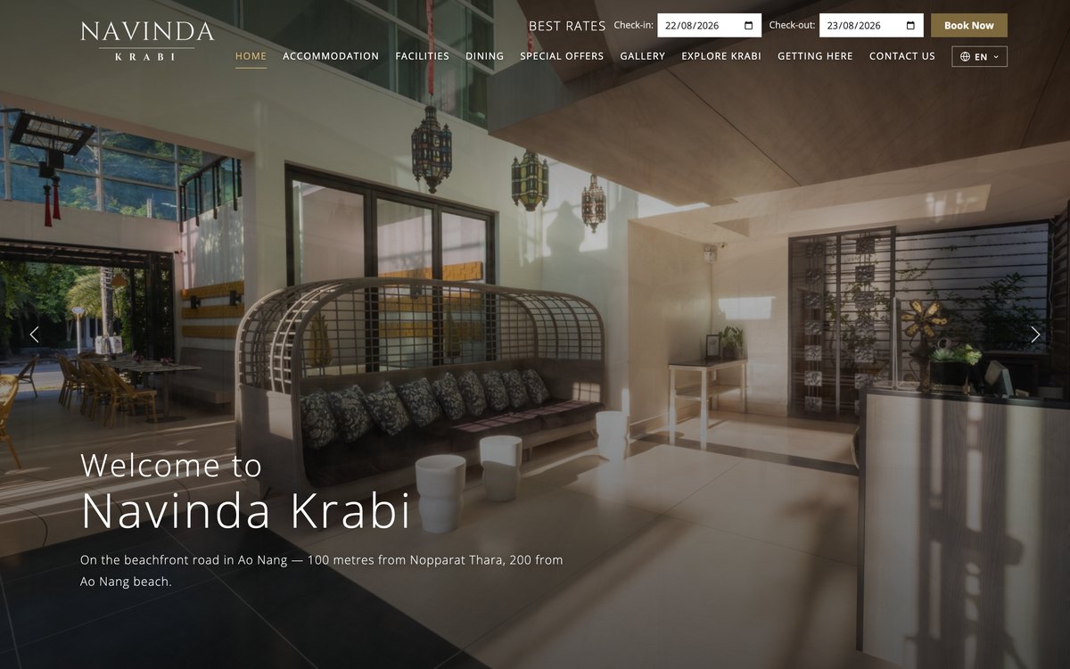 Navinda Krabi website home page