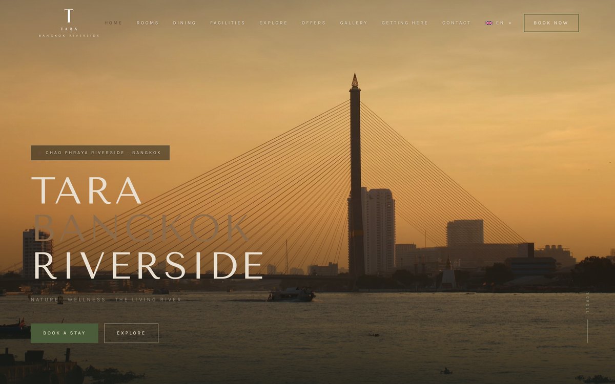 Tara Bangkok Riverside website home page